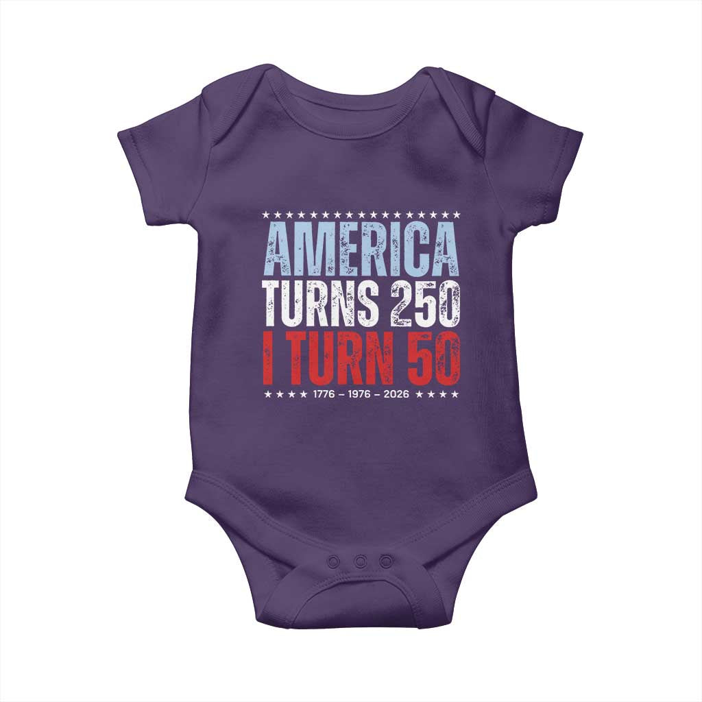 America Turns 250 I Turn 50 Baby Onesie 50th Birthday 250th Anniversary USA Vintage 1976
