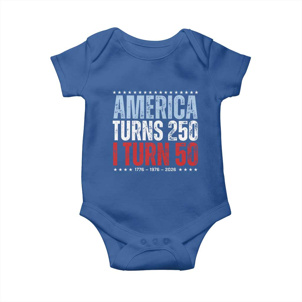 America Turns 250 I Turn 50 Baby Onesie 50th Birthday 250th Anniversary USA Vintage 1976