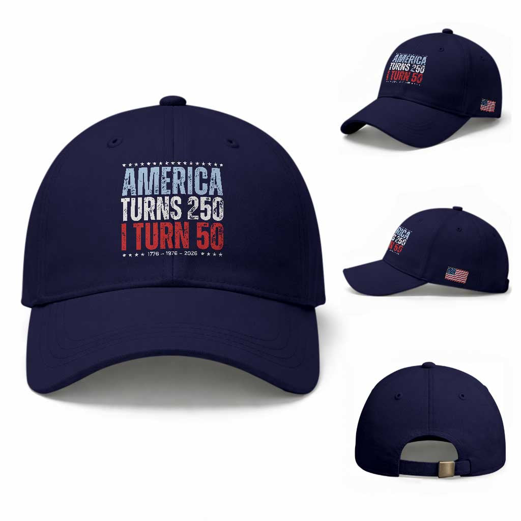 America Turns 250 I Turn 50 Baseball Cap 50th Birthday 250th Anniversary USA Vintage 1976