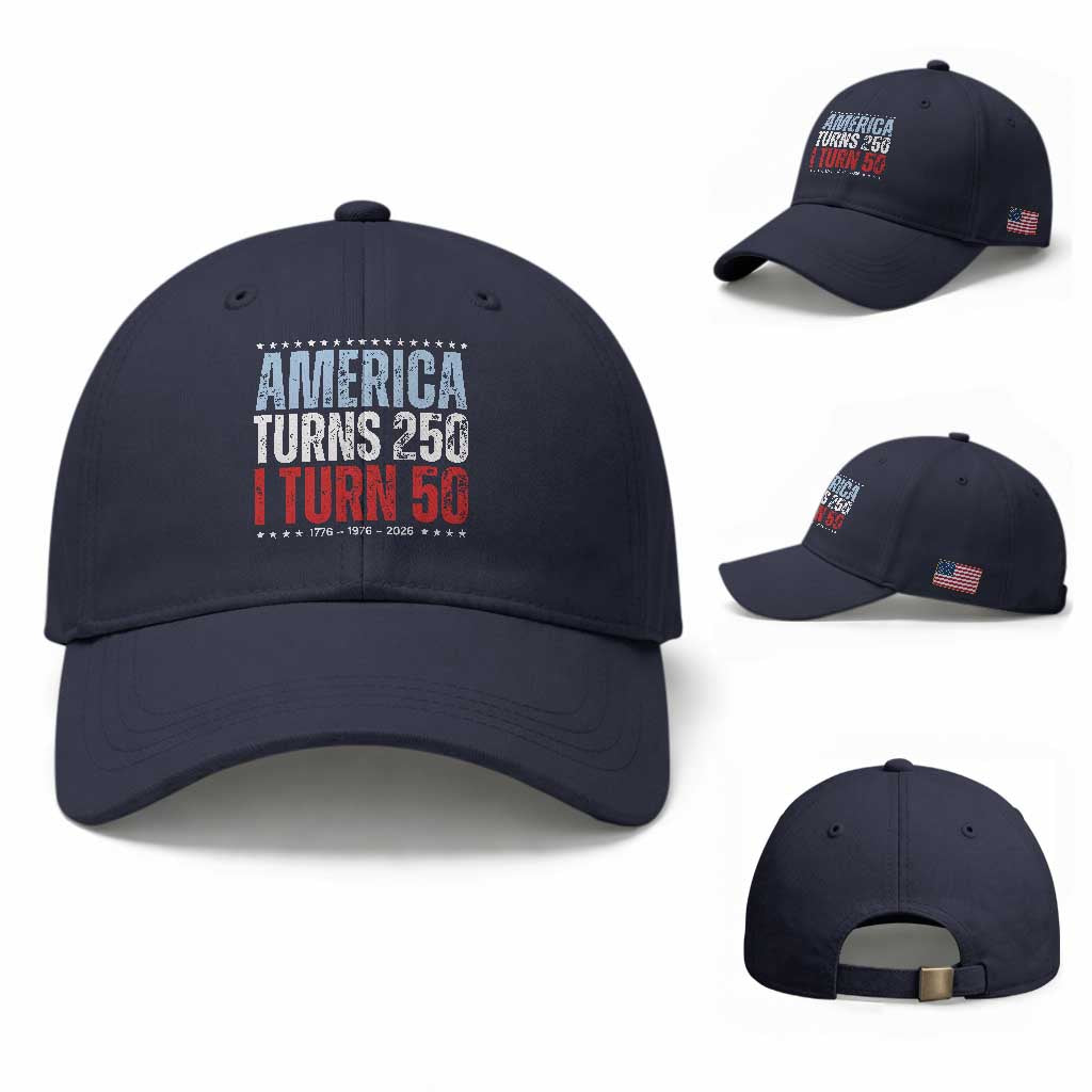 America Turns 250 I Turn 50 Baseball Cap 50th Birthday 250th Anniversary USA Vintage 1976