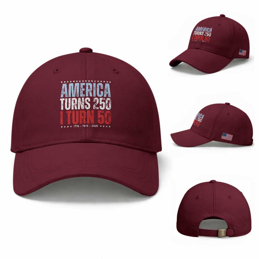 America Turns 250 I Turn 50 Baseball Cap 50th Birthday 250th Anniversary USA Vintage 1976