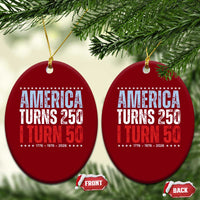 America Turns 250 I Turn 50 Ceramic Ornament 50th Birthday 250th Anniversary USA Vintage 1976