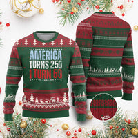 America Turns 250 I Turn 50 Ugly Christmas Sweater 50th Birthday 250th Anniversary USA Vintage 1976