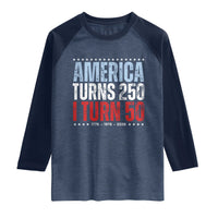 America Turns 250 I Turn 50 Raglan Shirt 50th Birthday 250th Anniversary USA Vintage 1976