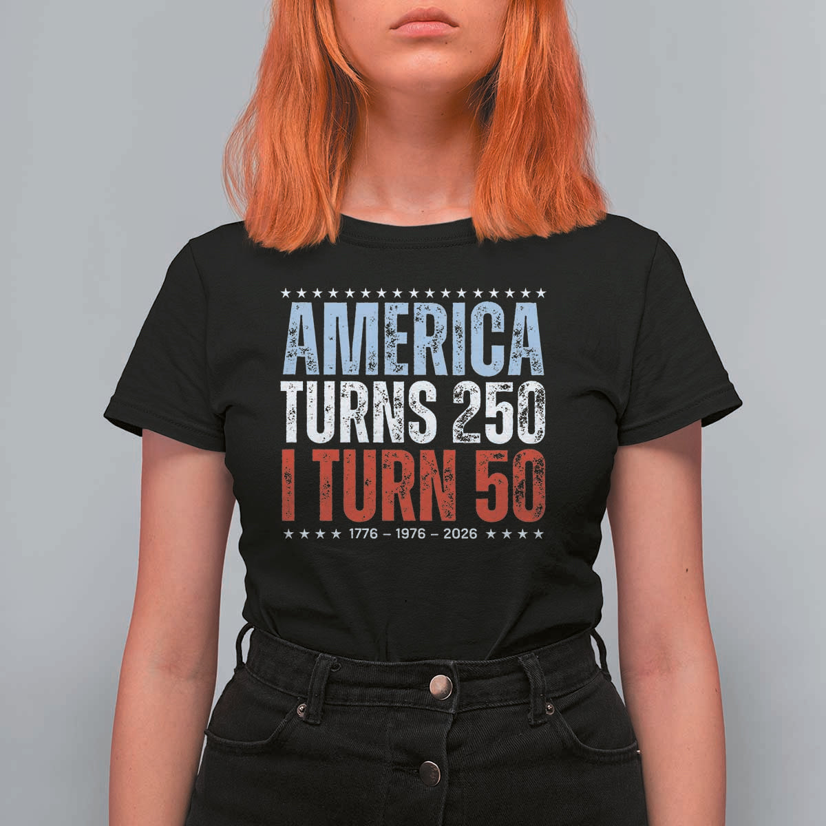 America Turns 250 I Turn 50 T Shirt For Women 50th Birthday 250th Anniversary USA Vintage 1976