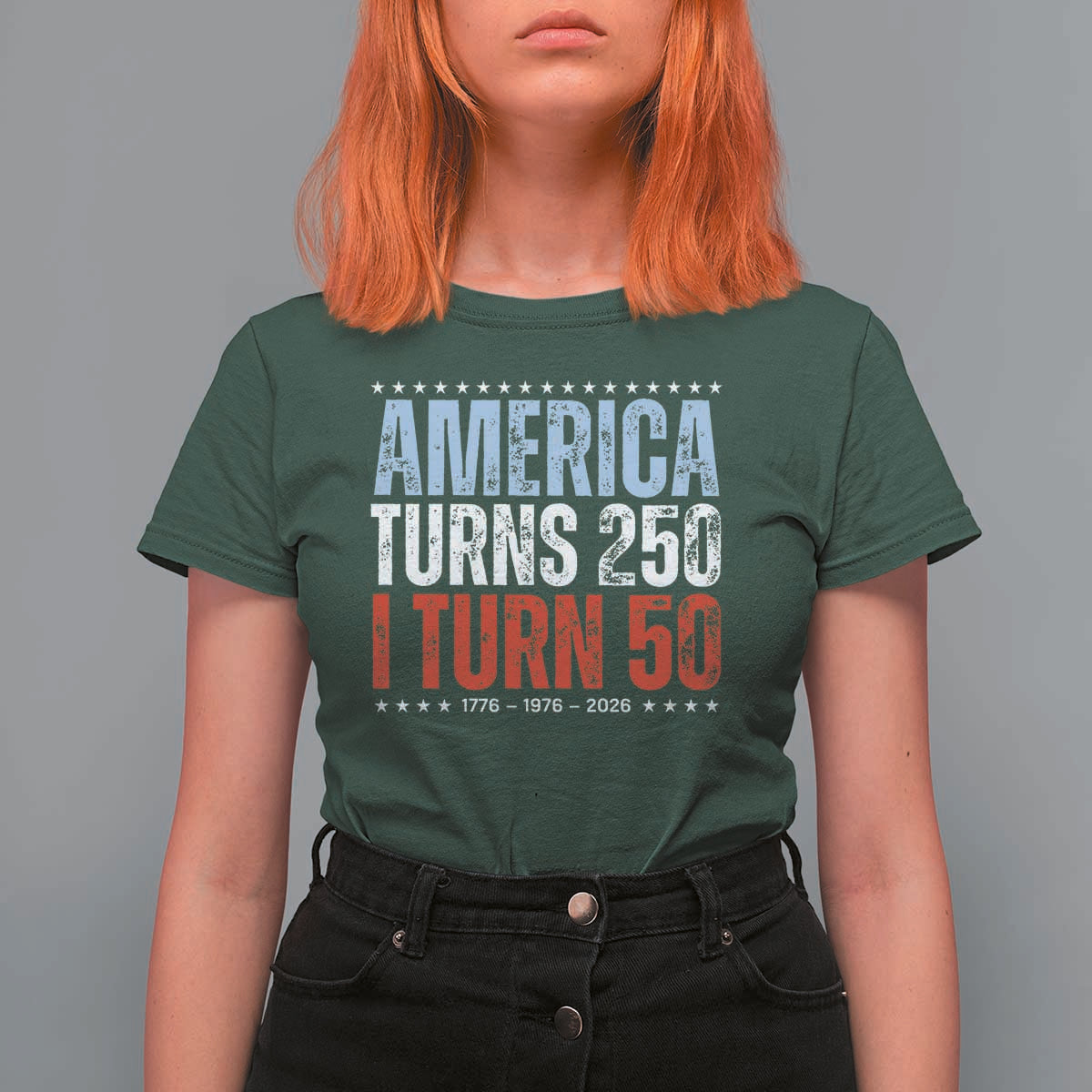 America Turns 250 I Turn 50 T Shirt For Women 50th Birthday 250th Anniversary USA Vintage 1976