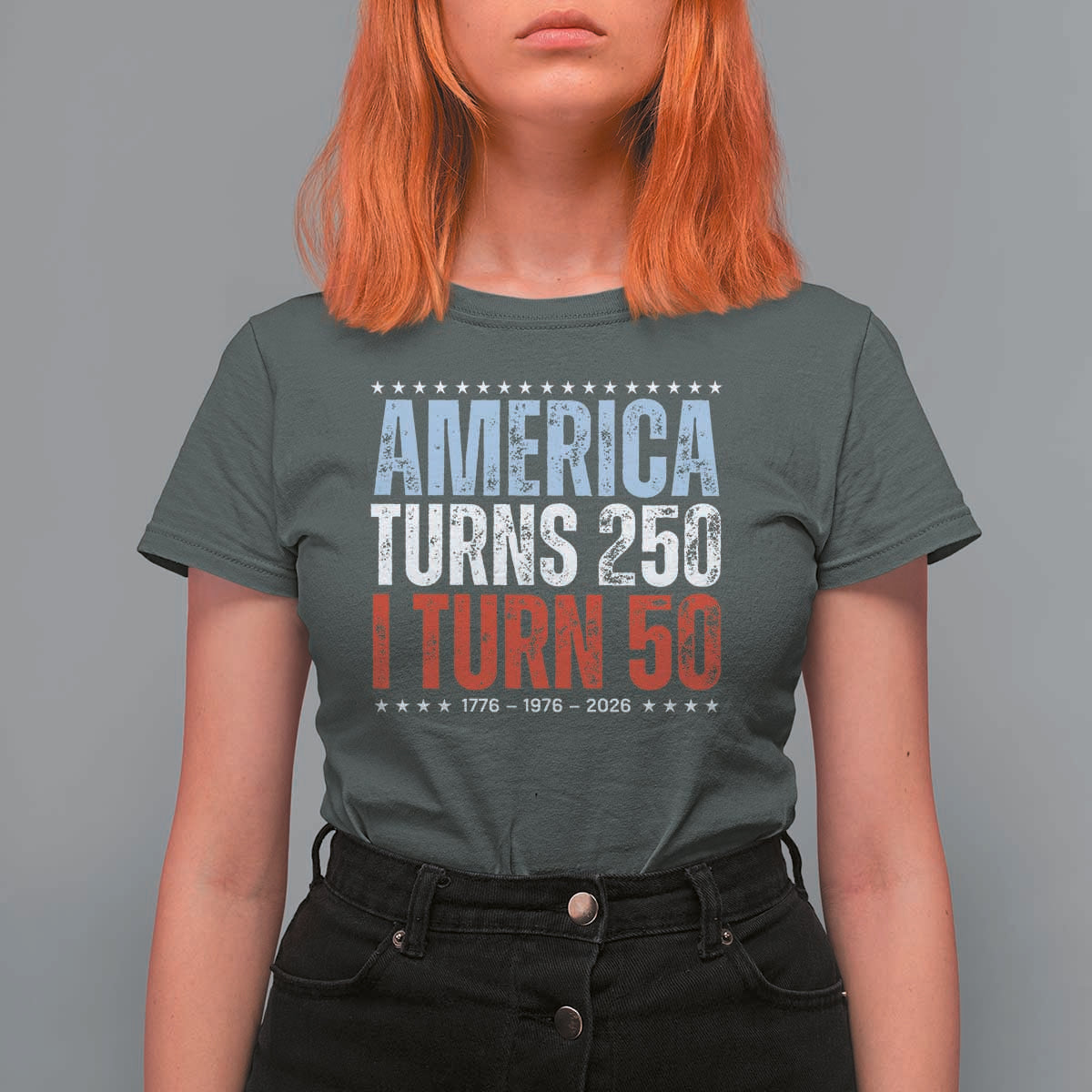 America Turns 250 I Turn 50 T Shirt For Women 50th Birthday 250th Anniversary USA Vintage 1976