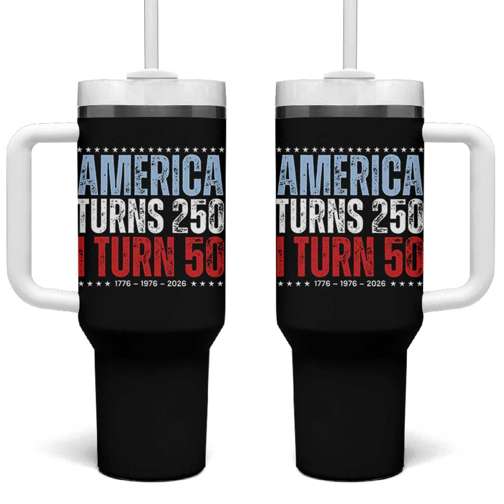 America Turns 250 I Turn 50 Tumbler With Handle 50th Birthday 250th Anniversary USA Vintage 1976