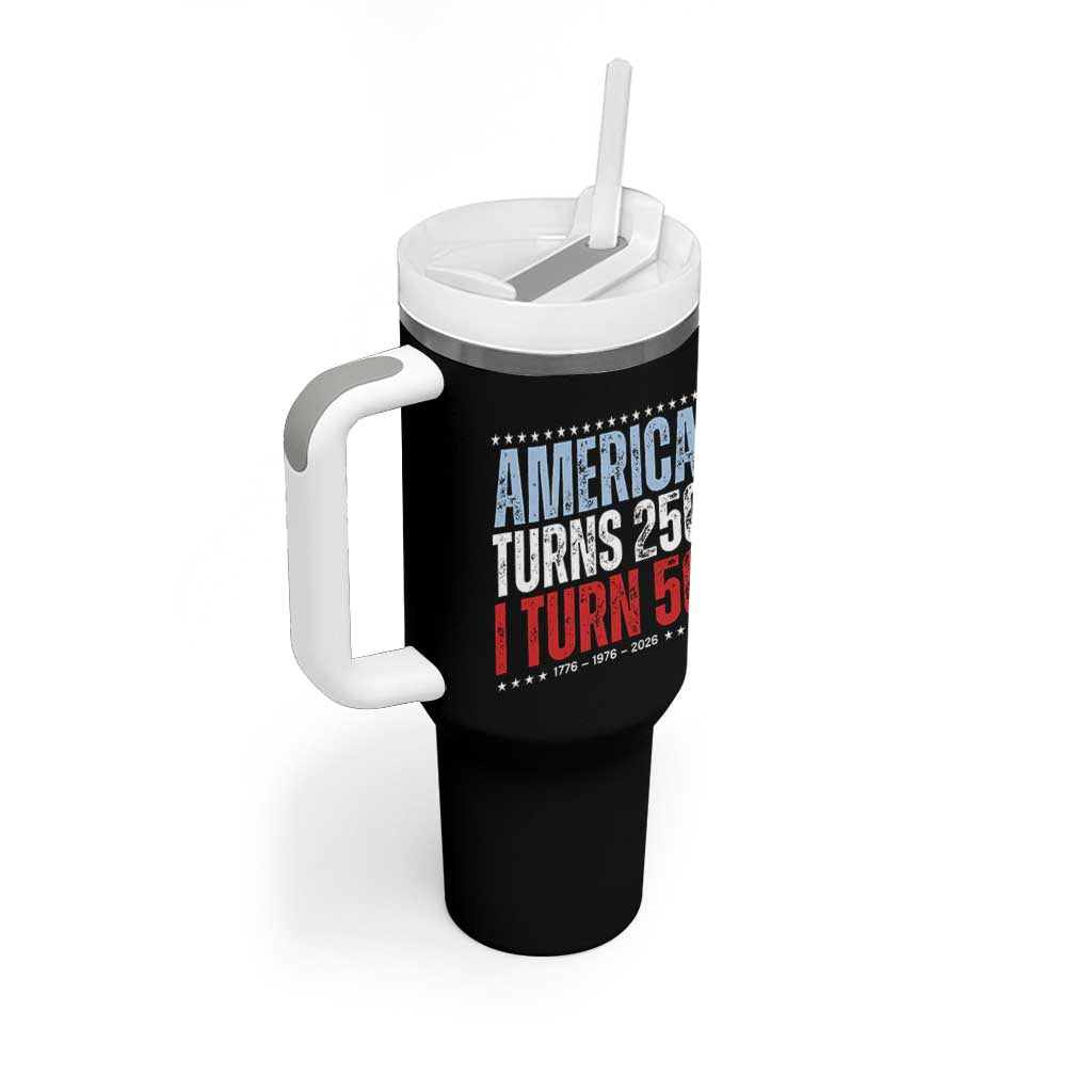 America Turns 250 I Turn 50 Tumbler With Handle 50th Birthday 250th Anniversary USA Vintage 1976