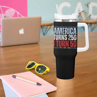 America Turns 250 I Turn 50 Tumbler With Handle 50th Birthday 250th Anniversary USA Vintage 1976