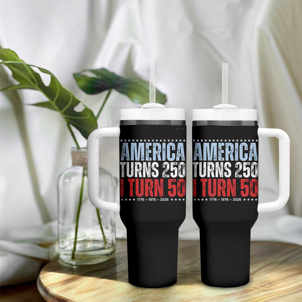 America Turns 250 I Turn 50 Tumbler With Handle 50th Birthday 250th Anniversary USA Vintage 1976