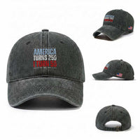 America Turns 250 I Turn 50 Washed Cotton Baseball Cap 50th Birthday 250th Anniversary USA Vintage 1976