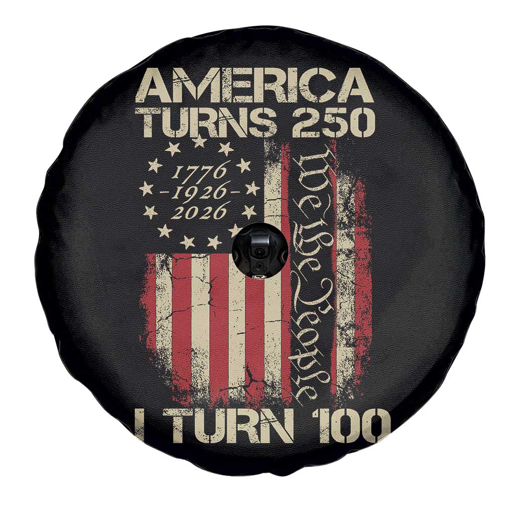 America Turns 250 I Turn 100 Spare Tire Cover 100th Birthday 250th Anniversary USA Vintage 1926 Bday