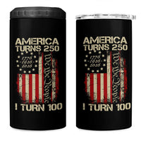 America Turns 250 I Turn 100 4 in 1 Can Cooler Tumbler 100th Birthday 250th Anniversary USA Vintage 1926 Bday