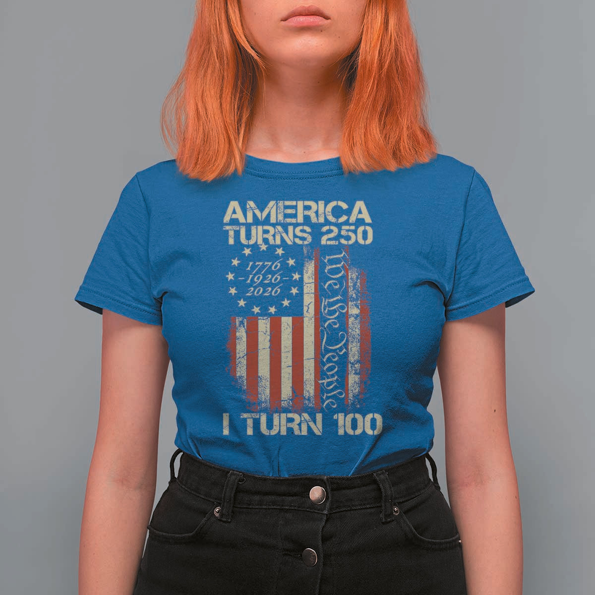 America Turns 250 I Turn 100 T Shirt For Women 100th Birthday 250th Anniversary USA Vintage 1926 Bday