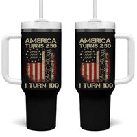 America Turns 250 I Turn 100 Tumbler With Handle 100th Birthday 250th Anniversary USA Vintage 1926 Bday