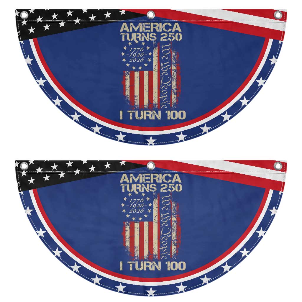 America Turns 250 I Turn 100 Patriotic Fan Flag 100th Birthday 250th Anniversary USA Vintage 1926 Bday