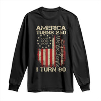 America Turns 250 I Turn 90 Long Sleeve Shirt 90th Birthday 250th Anniversary USA Vintage 1936 Bday