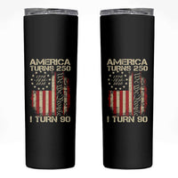 America Turns 250 I Turn 90 Skinny Tumbler 90th Birthday 250th Anniversary USA Vintage 1936 Bday