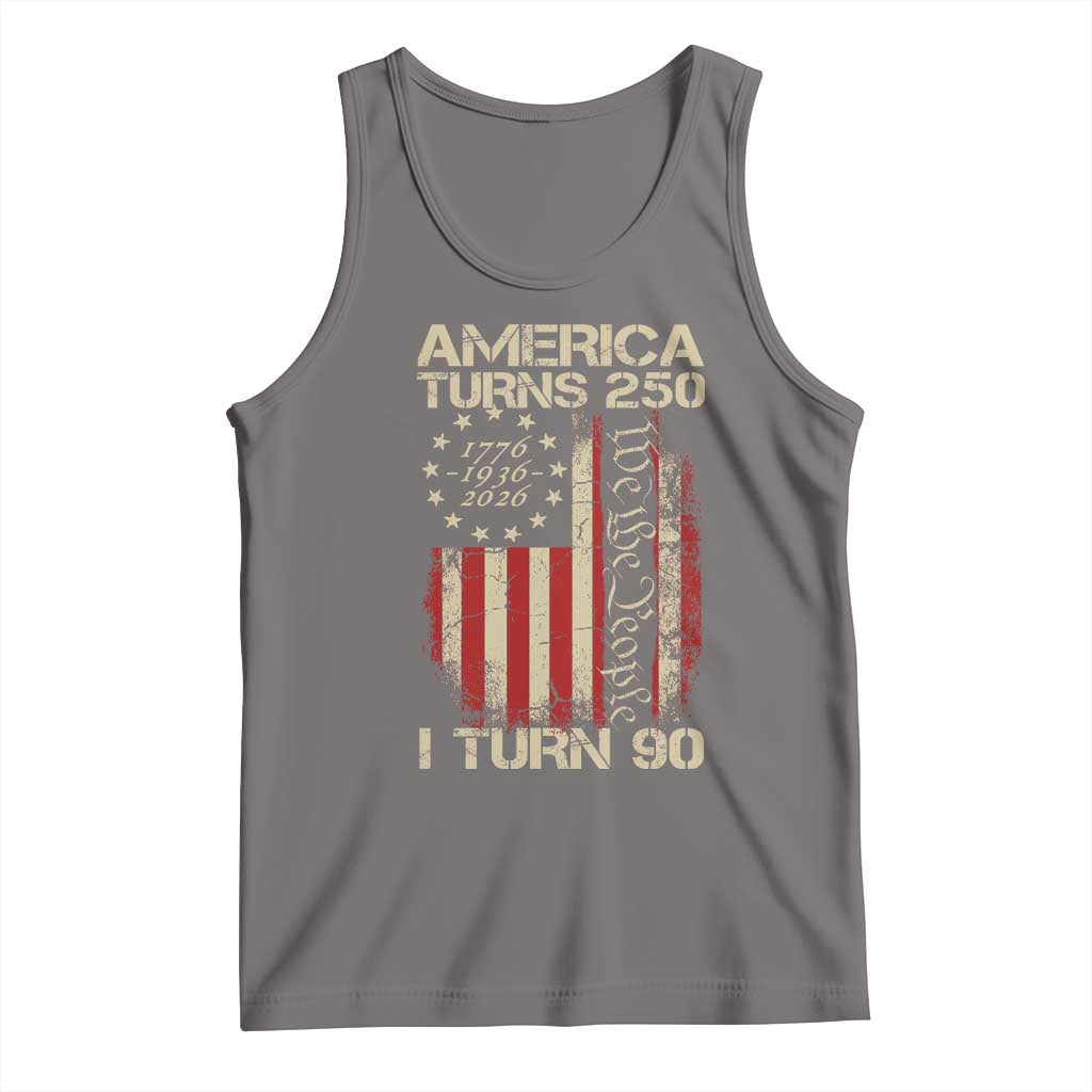 America Turns 250 I Turn 90 Tank Top 90th Birthday 250th Anniversary USA Vintage 1936 Bday