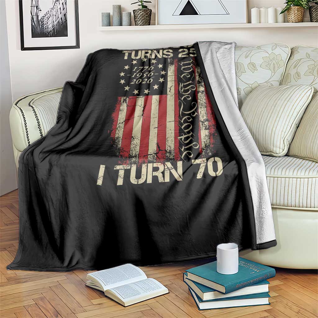 America Turns 250 I Turn 70 Throw Blanket 70th Birthday 250th Anniversary USA Vintage 1956 Bday
