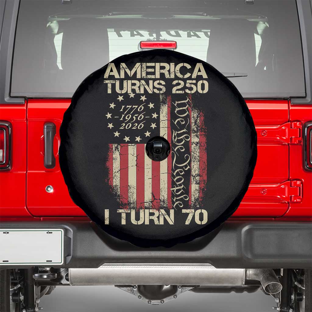 America Turns 250 I Turn 70 Spare Tire Cover 70th Birthday 250th Anniversary USA Vintage 1956 Bday