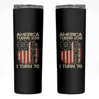 America Turns 250 I Turn 70 Skinny Tumbler 70th Birthday 250th Anniversary USA Vintage 1956 Bday