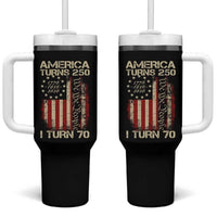 America Turns 250 I Turn 70 Tumbler With Handle 70th Birthday 250th Anniversary USA Vintage 1956 Bday