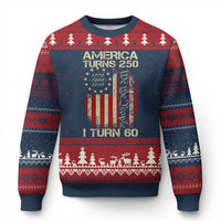 America Turns 250 I Turn 60 Ugly Christmas Sweater 60th Birthday 250th Anniversary USA Vintage 1966 Bday