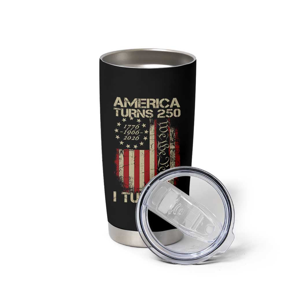 America Turns 250 I Turn 60 Tumbler Cup 60th Birthday 250th Anniversary USA Vintage 1966 Bday
