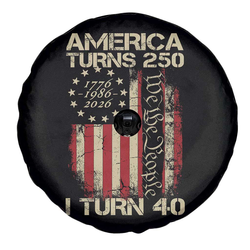 America Turns 250 I Turn 40 Spare Tire Cover 40th Birthday 250th Anniversary USA Vintage 1986 Bday