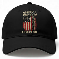 America Turns 250 I Turn 40 Baseball Cap 40th Birthday 250th Anniversary USA Vintage 1986 Bday