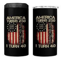 America Turns 250 I Turn 40 4 in 1 Can Cooler Tumbler 40th Birthday 250th Anniversary USA Vintage 1986 Bday