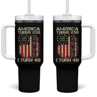 America Turns 250 I Turn 40 Tumbler With Handle 40th Birthday 250th Anniversary USA Vintage 1986 Bday