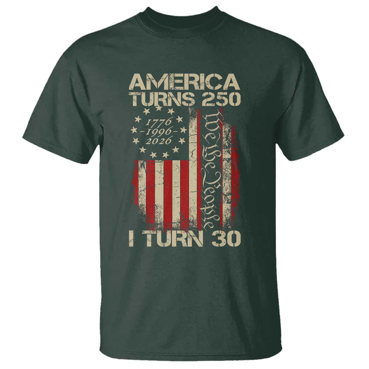 America Turns 250 I Turn 30 T Shirt 30th Birthday 250th Anniversary USA Vintage 1996 Bday