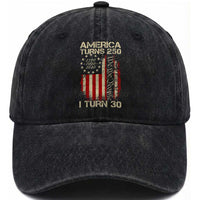 America Turns 250 I Turn 30 Washed Cotton Baseball Cap 30th Birthday 250th Anniversary USA Vintage 1996 Bday