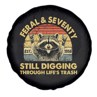 70th Birthday Raccoon Spare Tire Cover Feral And Seventy Still Digging Through Life's Trash Est 1956