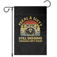 60th Birthday Raccoon Garden Flag Feral And Sixty Still Digging Through Life's Trash Est 1966