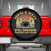 60th Birthday Raccoon Spare Tire Cover Feral And Sixty Still Digging Through Life's Trash Est 1966
