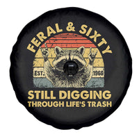 60th Birthday Raccoon Spare Tire Cover Feral And Sixty Still Digging Through Life's Trash Est 1966