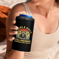 60th Birthday Raccoon 4 in 1 Can Cooler Tumbler Feral And Sixty Still Digging Through Life's Trash Est 1966