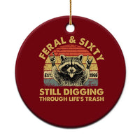 60th Birthday Raccoon Ceramic Ornament Feral And Sixty Still Digging Through Life's Trash Est 1966