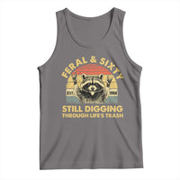 60th Birthday Raccoon Tank Top Feral And Sixty Still Digging Through Life's Trash Est 1966