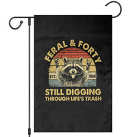 40th Birthday Raccoon Garden Flag Feral And Forty Still Digging Through Life's Trash Est 1986