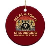 40th Birthday Raccoon Ceramic Ornament Feral And Forty Still Digging Through Life's Trash Est 1986