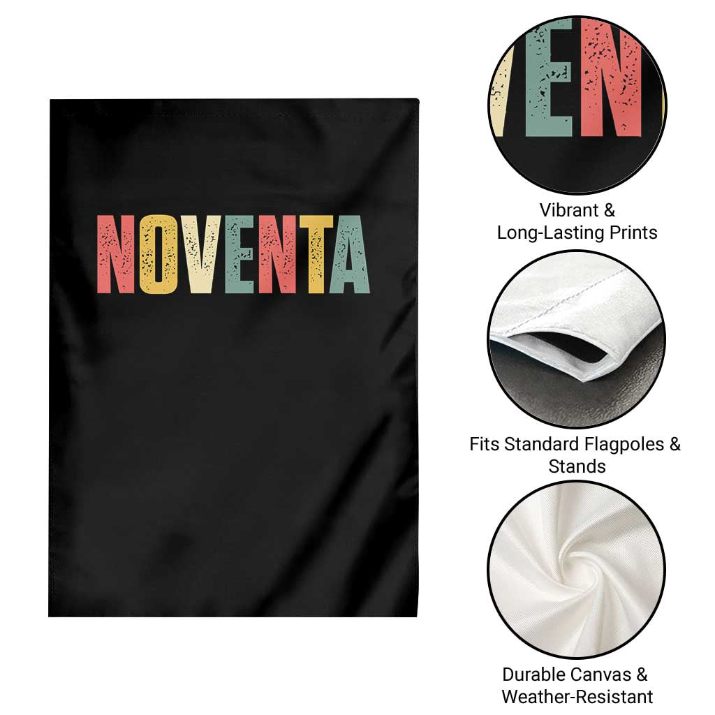 90th Birthday Noventa Garden Flag Spanish Mexican 90 Years Old Bday