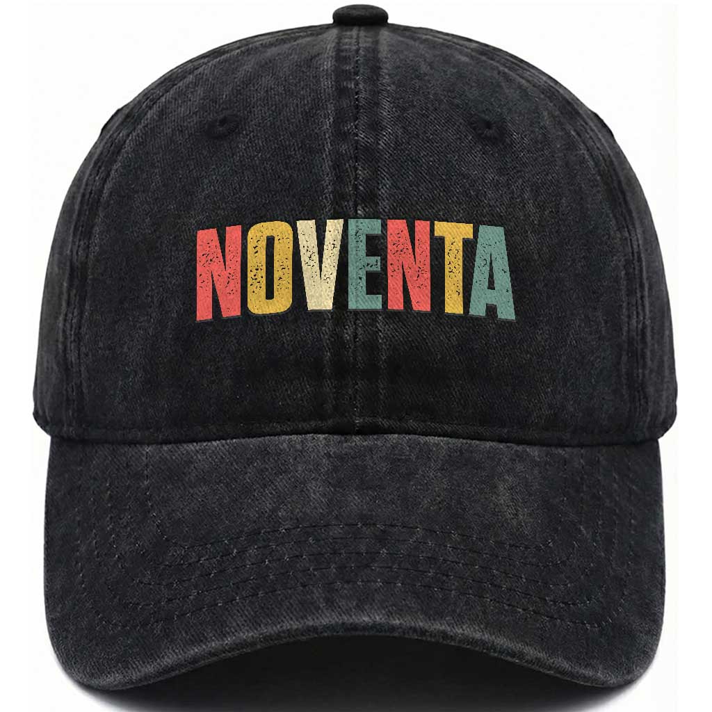90th Birthday Noventa Washed Cotton Baseball Cap Spanish Mexican 90 Years Old Bday