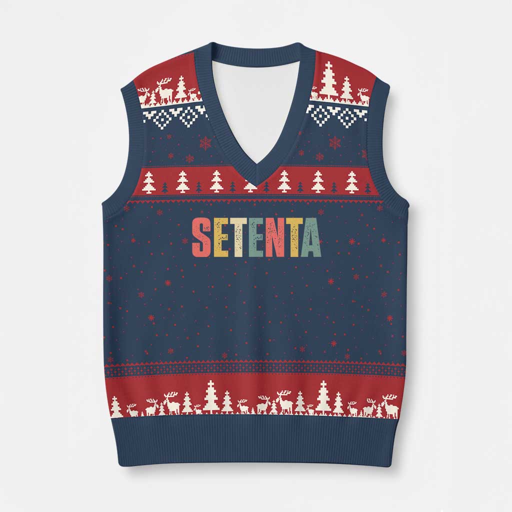 70th Birthday Setenta V-Neck Knit Sweater Vest Spanish Mexican 70 Years Old Bday