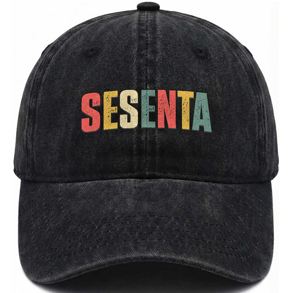 60th Birthday Sesenta Washed Cotton Baseball Cap Spanish Mexican 60 Years Old Bday