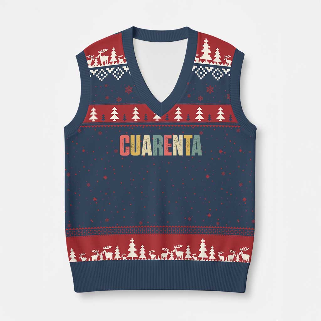 40th Birthday Cuarenta V-Neck Knit Sweater Vest Spanish Mexican 40 Years Old Bday